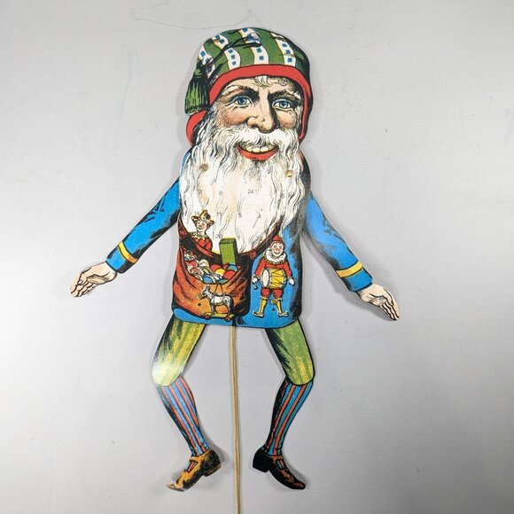 Vintage Danish Jumping Jack Santa Christmas advent calendar, creepy paper doll - Picture 3 of 15